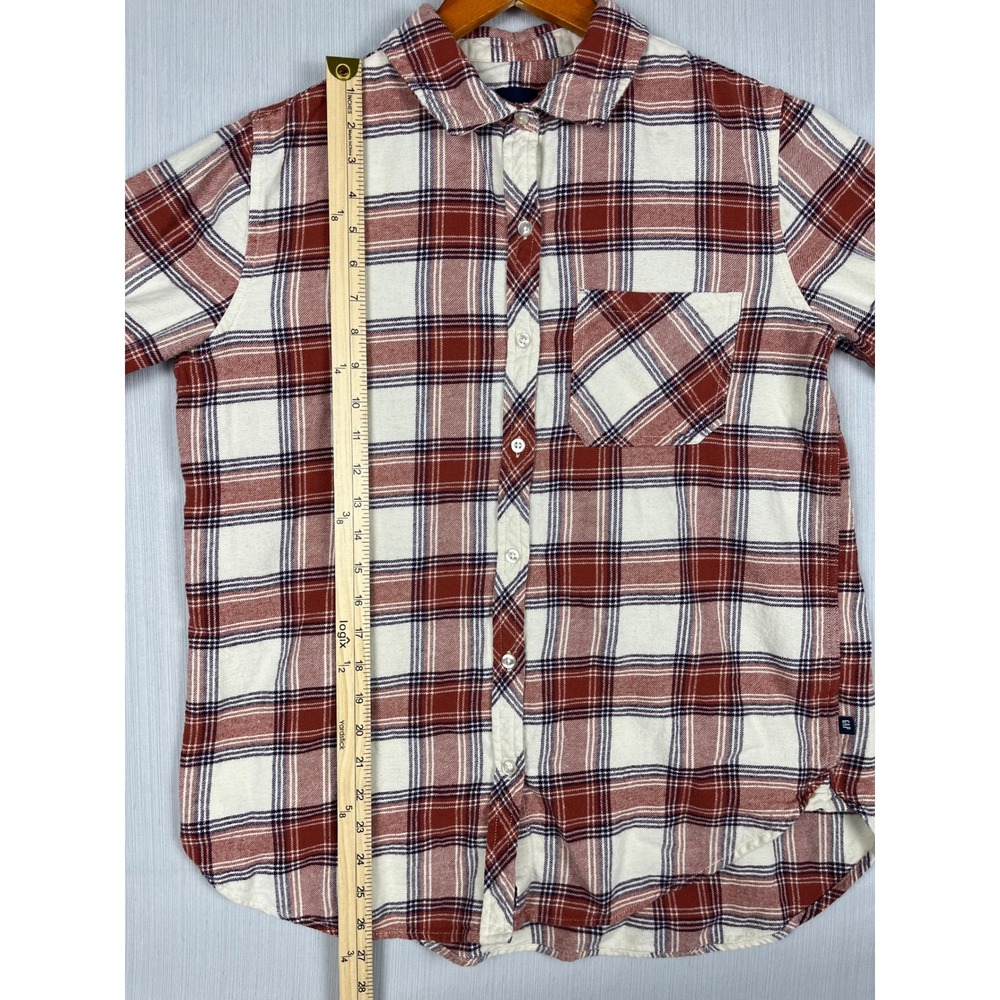 GAP Flannel Womens M Red‎ White Plaid Shirt Long Sleeve Casual Cabincore - Picture 9 of 9